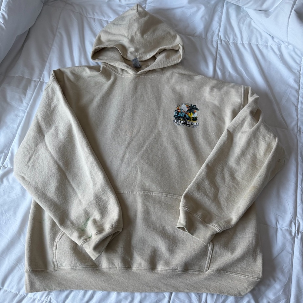 Beige Graphic Hoodie for Men